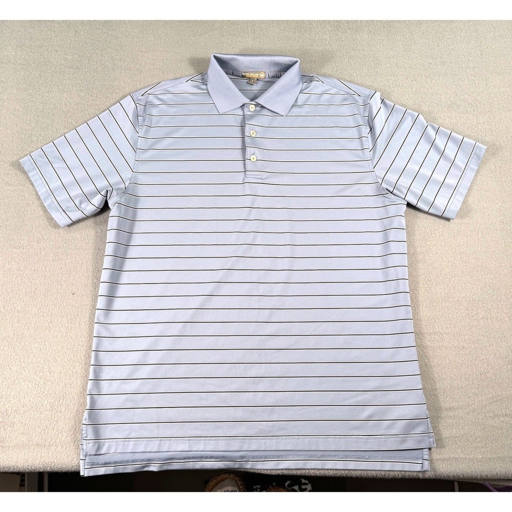 Peter Millar Summer Comfort Golf Polo Shirt Men L Blue Stripe Country Club Prep
